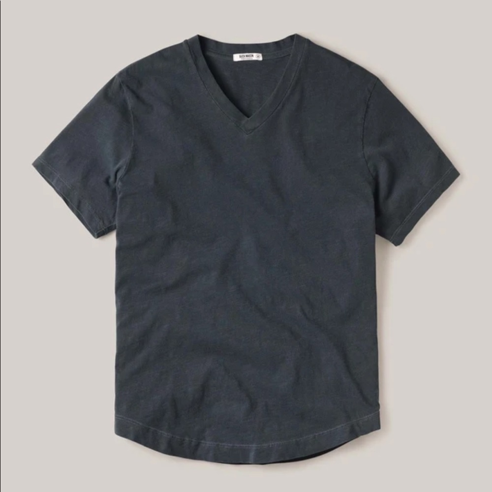 Slub Curved Hem V-Neck Tee